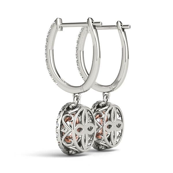 Round Double Halo Drop Earrings (2/3 ct. tw.), Side view in rose gold