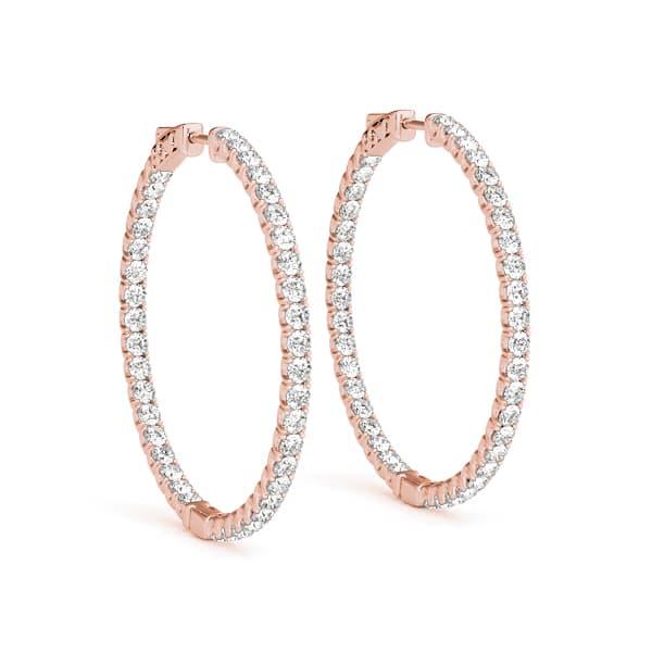 Inside-Out Value Lock Hoop Earrings — .04,28MM (2 ct. tw.), Front view in rose gold