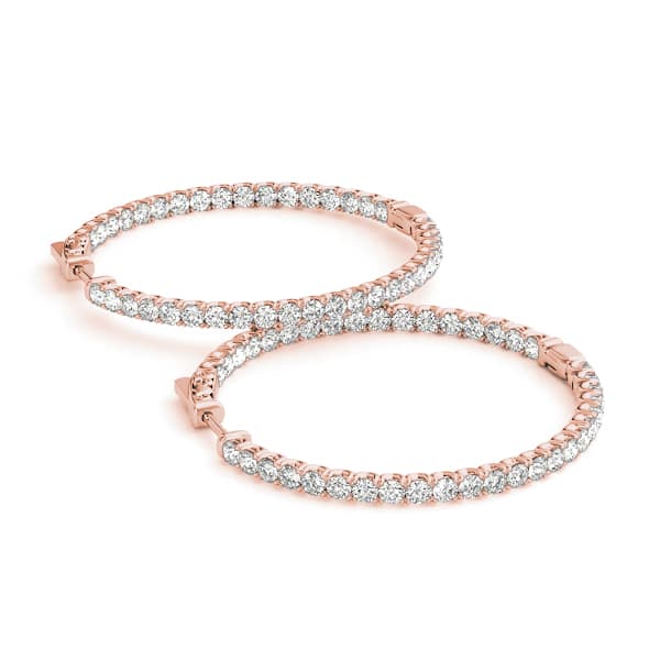 Inside-Out Value Lock Hoop Earrings — .04,28MM (2 ct. tw.), On hand view in rose gold