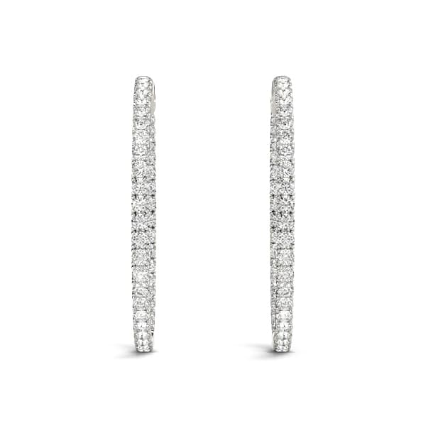Inside-Out Value Lock Hoop Earrings — .05,41MM (4 ct. tw.), Top view in white gold or platinum