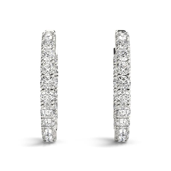 Inside-Out Vault Lock Hoop Earrings — .15,37MM (7.8 ct. tw.), Top view in white gold or platinum