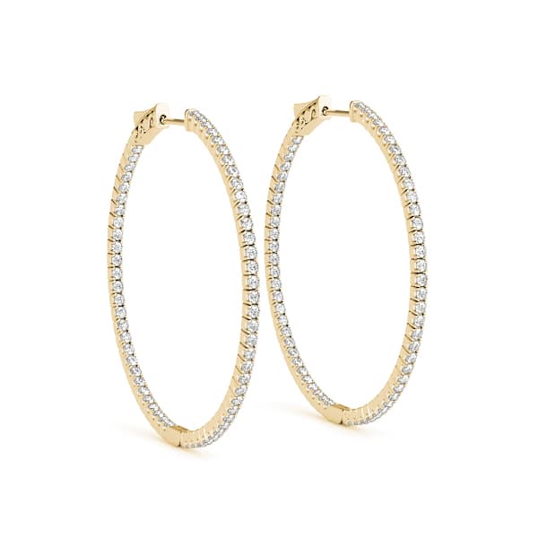 Round Shaped Inside-Out Hoop Earrings — .02,41MM (2 ct. tw.), Front view in yellow gold