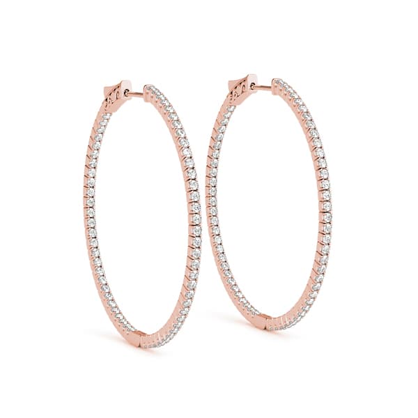 Round Shaped Inside-Out Hoop Earrings — .02,41MM (2 ct. tw.), Front view in rose gold