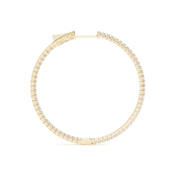 Round Shaped Inside-Out Hoop Earrings — .02,41MM (2 ct. tw.), Side view in yellow gold