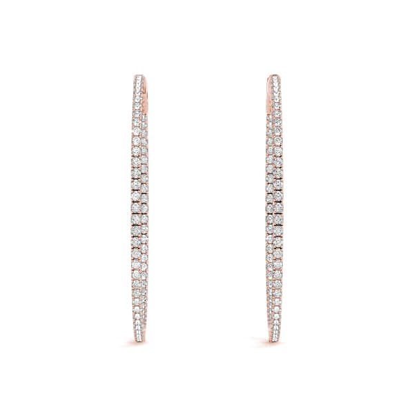 Round Shaped Inside-Out Hoop Earrings — .02,41MM (2 ct. tw.), Top view in rose gold