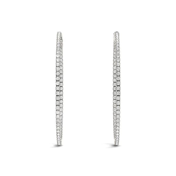 Round Shaped Inside-Out Hoop Earrings — .01,20MM (0.4 ct. tw.), Top view in white gold or platinum