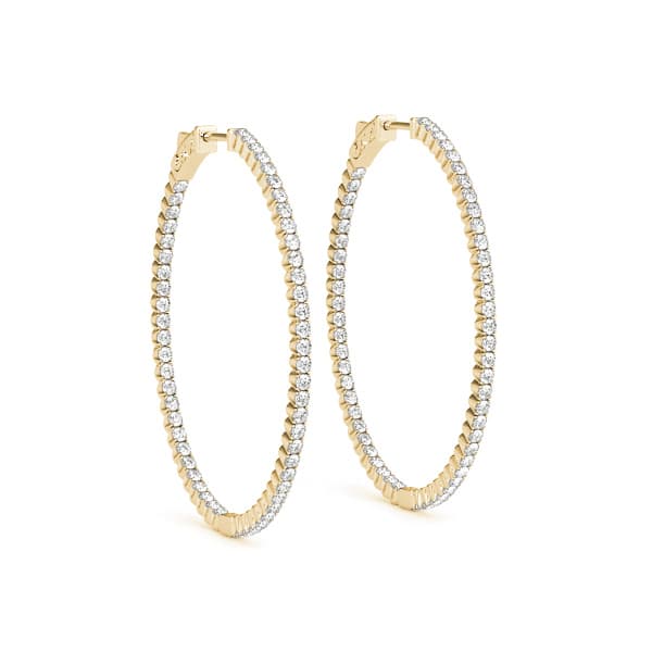 Inside-Out Oval Shaped Vault Lock Hoop Earrings — .10,35MM (4.4 ct. tw.), Front view in yellow gold