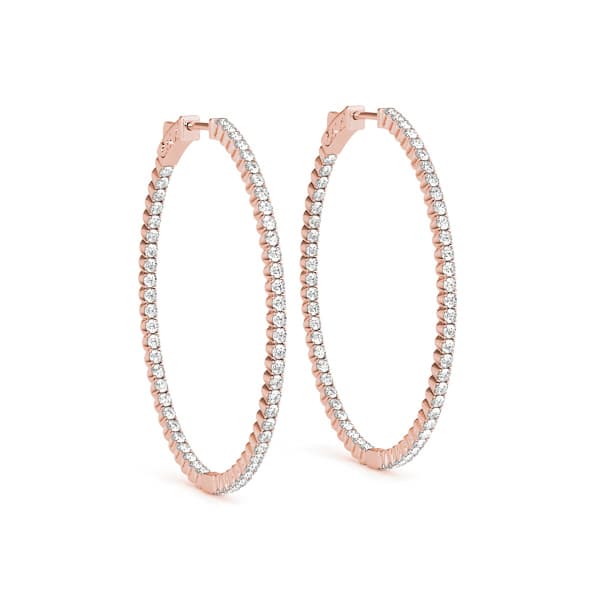 Inside-Out Oval Shaped Vault Lock Hoop Earrings — .05,28MM (2 ct. tw.), Front view in rose gold