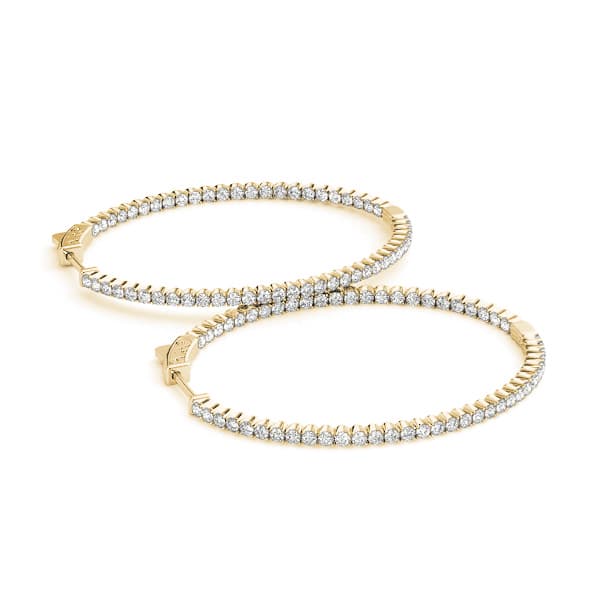 Inside-Out Oval Shaped Vault Lock Hoop Earrings — .10,35MM (4.4 ct. tw.), On hand view in yellow gold