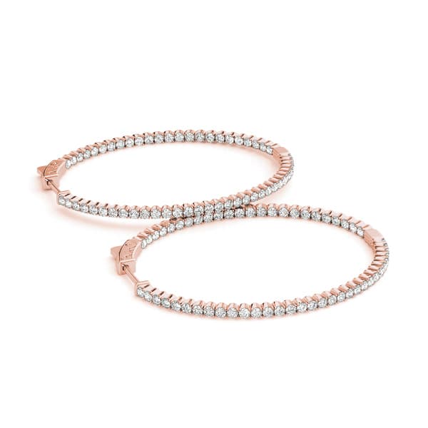 Inside-Out Oval Shaped Vault Lock Hoop Earrings — .05,28MM (2 ct. tw.), On hand view in rose gold