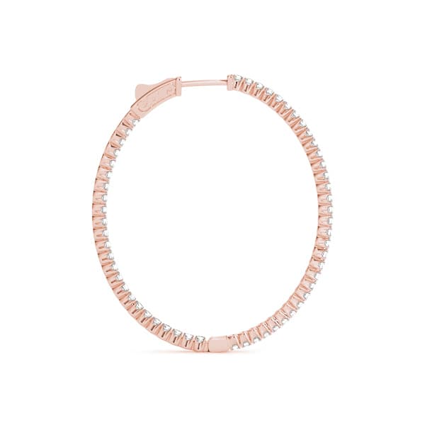 Inside-Out Oval Shaped Vault Lock Hoop Earrings — .05,28MM (2 ct. tw.), Side view in rose gold