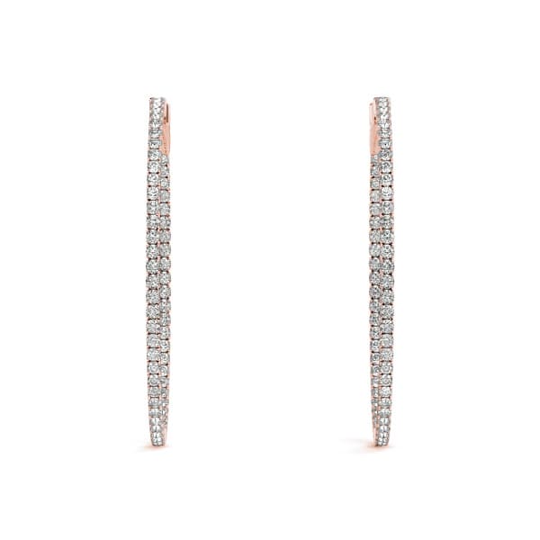 Inside-Out Oval Shaped Vault Lock Hoop Earrings — .05,28MM (2 ct. tw.), Top view in rose gold
