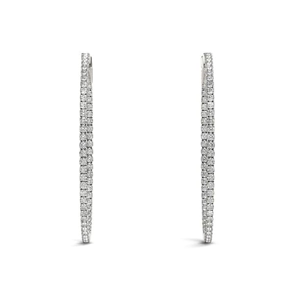 Inside-Out Oval Shaped Vault Lock Hoop Earrings — .05,28MM (2 ct. tw.), Top view in white gold or platinum
