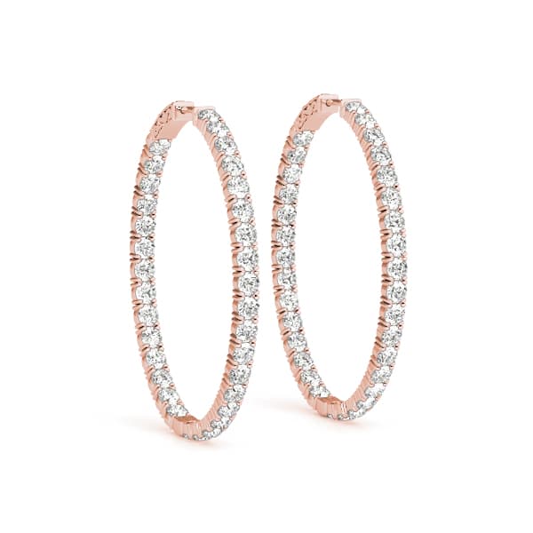 Oval Shaped Inside-Out Hoop Earrings — .20,33MM (6.8 ct. tw.), Front view in rose gold
