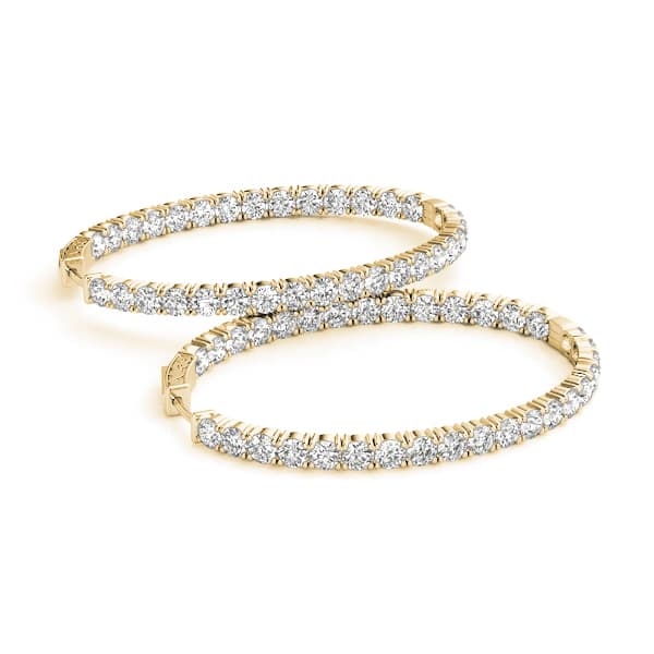 Oval Shaped Inside-Out Hoop Earrings — .20,20MM (4 ct. tw.), On hand view in yellow gold