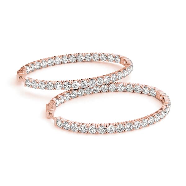 Oval Shaped Inside-Out Hoop Earrings — .20,33MM (6.8 ct. tw.), On hand view in rose gold