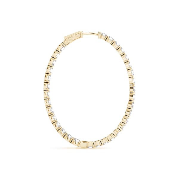 Oval Shaped Inside-Out Hoop Earrings — .20,20MM (4 ct. tw.), Side view in yellow gold