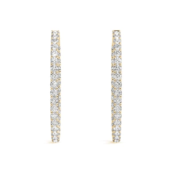 Oval Shaped Inside-Out Hoop Earrings — .20,20MM (4 ct. tw.), Top view in yellow gold