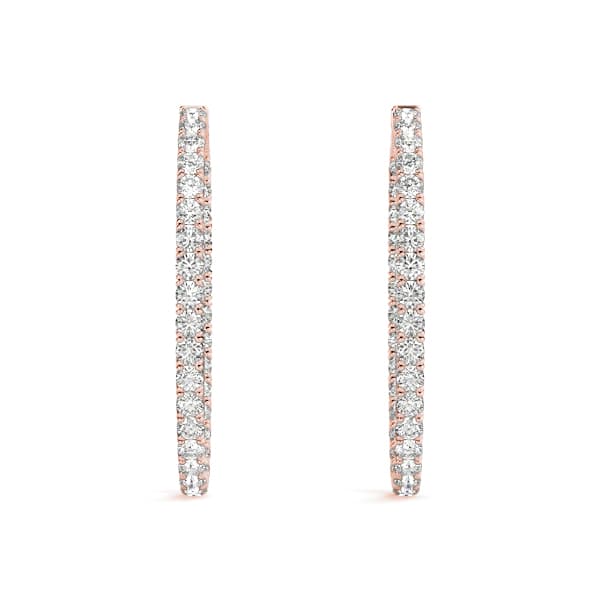 Oval Shaped Inside-Out Hoop Earrings — .20,33MM (6.8 ct. tw.), Top view in rose gold