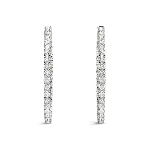 Oval Shaped Inside-Out Hoop Earrings — .15,32MM (5.4 ct. tw.), Top view in white gold or platinum
