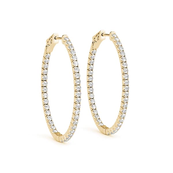 Oval Inside-Outside Vault Lock Hoop Earrings — .02,23MM (0.72 ct. tw.), Front view in yellow gold