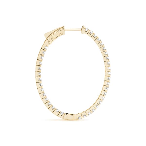 Oval Inside-Outside Vault Lock Hoop Earrings — .02,23MM (0.72 ct. tw.), Side view in yellow gold
