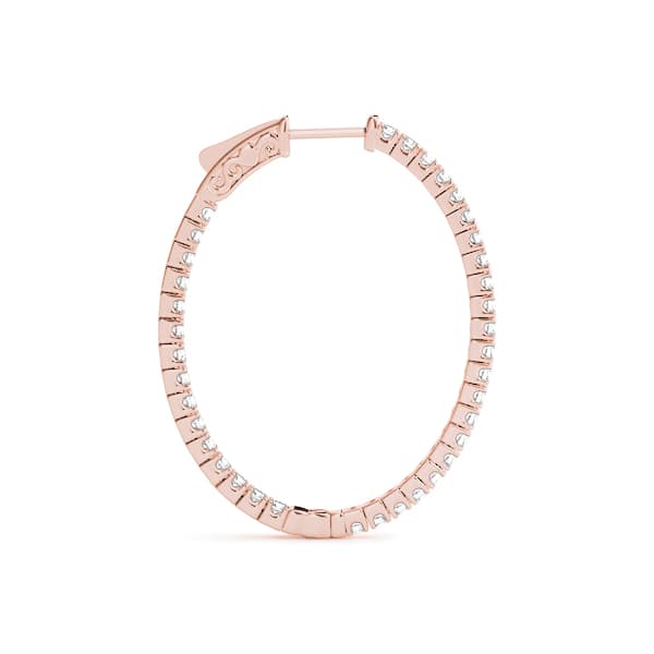 Oval Inside-Outside Vault Lock Hoop Earrings — .02,30MM (1.08 ct. tw.), Side view in rose gold