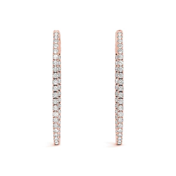 Oval Inside-Outside Vault Lock Hoop Earrings — .02,30MM (1.08 ct. tw.), Top view in rose gold