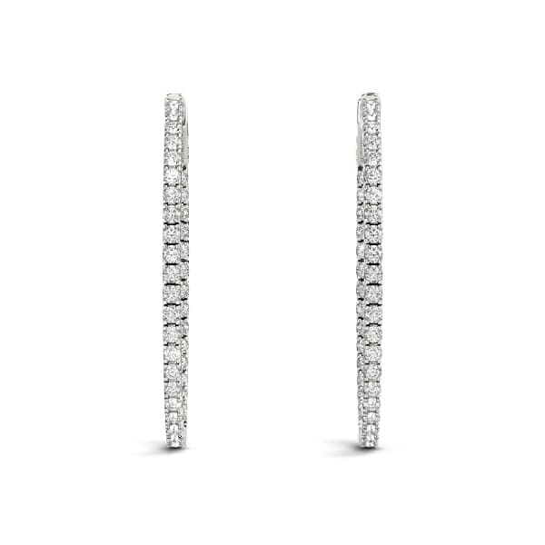 Oval Inside-Outside Vault Lock Hoop Earrings — .02,23MM (0.72 ct. tw.), Top view in white gold or platinum