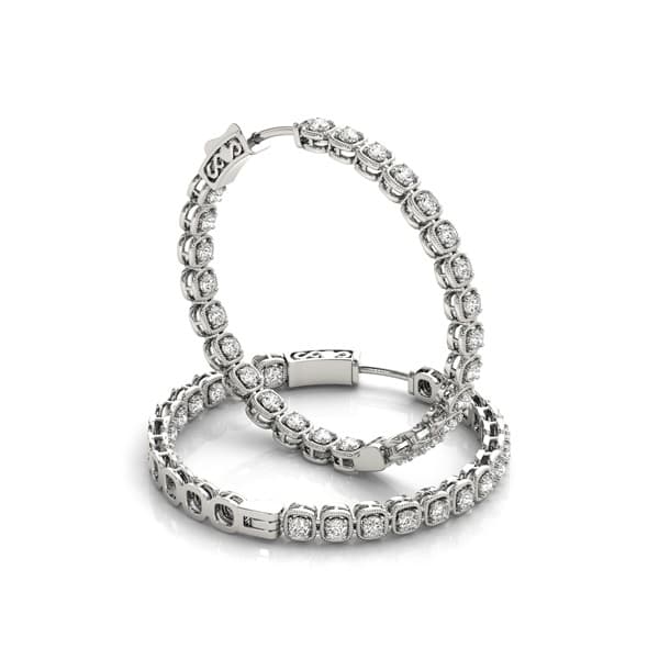4-Prong Round Inside-Outside Hoop Earrings — .06,40MM (2 5/8 ct. tw.), Front view in yellow gold