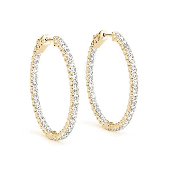 U-Prong Inside-Out Hoop Earrings — .015,43MM (2 ct. tw.), Front view in yellow gold