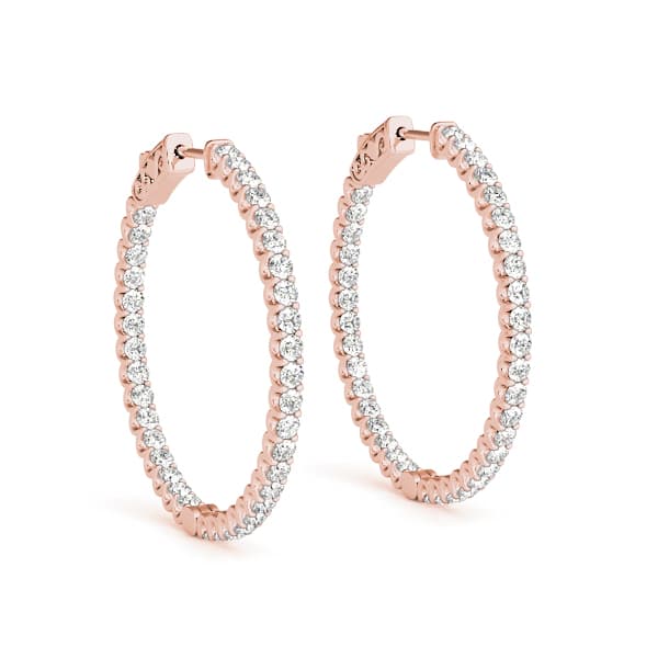 U-Prong Inside-Out Hoop Earrings — .01,20MM (1/2 ct. tw.), Front view in rose gold