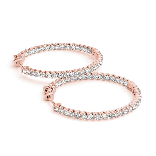 U-Prong Inside-Out Hoop Earrings — .01,20MM (1/2 ct. tw.), On hand view in rose gold