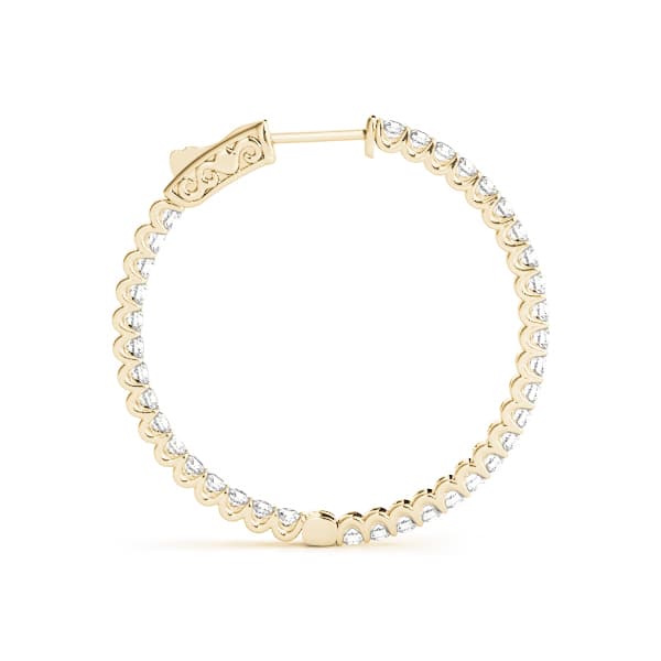 U-Prong Inside-Out Hoop Earrings — .015,43MM (2 ct. tw.), Side view in yellow gold