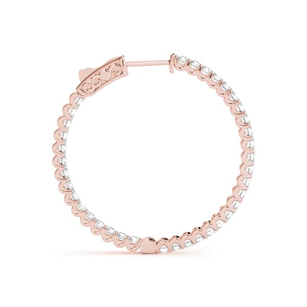 U-Prong Inside-Out Hoop Earrings — .01,20MM (1/2 ct. tw.), Side view in rose gold