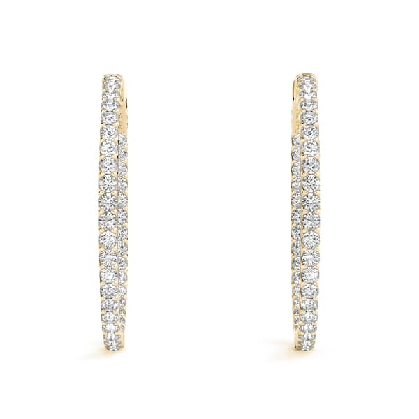 U-Prong Inside-Out Hoop Earrings — .015,43MM (2 ct. tw.), Top view in yellow gold
