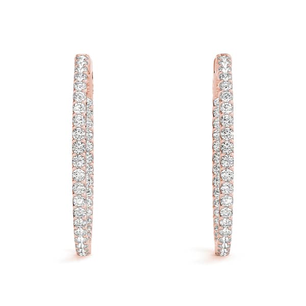 U-Prong Inside-Out Hoop Earrings — .01,20MM (1/2 ct. tw.), Top view in rose gold