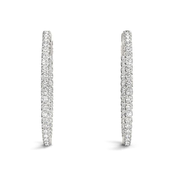 U-Prong Inside-Out Hoop Earrings — .015,43MM (2 ct. tw.), Top view in white gold or platinum