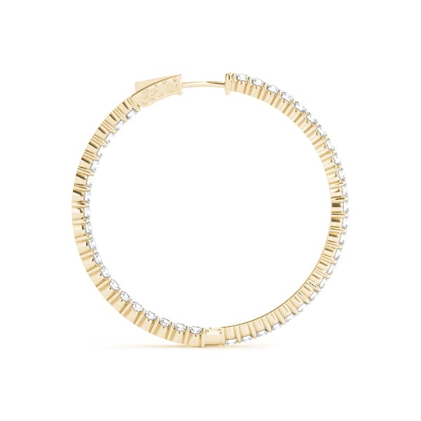 Shared Prong Inside-Out Hoop Earrings, Vault Lock — .02,39MM (2 ct. tw.), Side view in yellow gold
