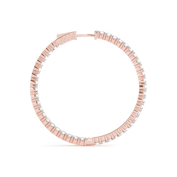 Shared Prong Inside-Out Hoop Earrings, Vault Lock — .03,44MM (3 ct. tw.), Side view in rose gold