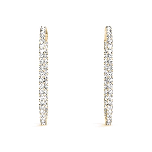 Shared Prong Inside-Out Hoop Earrings, Vault Lock — .02,39MM (2 ct. tw.), Top view in yellow gold