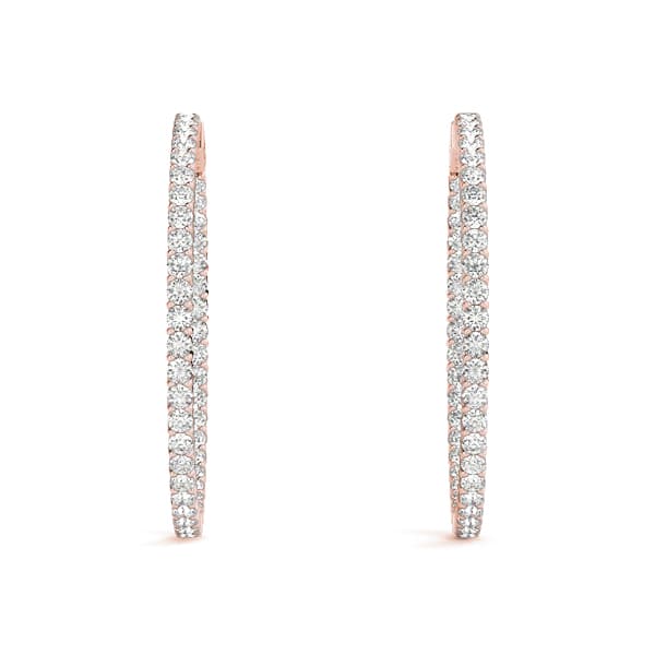 Shared Prong Inside-Out Hoop Earrings, Vault Lock — .03,44MM (3 ct. tw.), Top view in rose gold