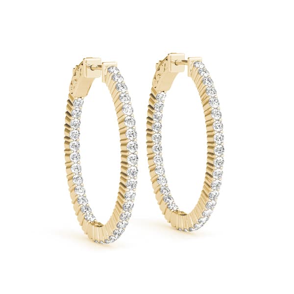 Oval Shaped Inside-Out Hoop Earrings — .25,32MM (8 ct. tw.), Front view in yellow gold