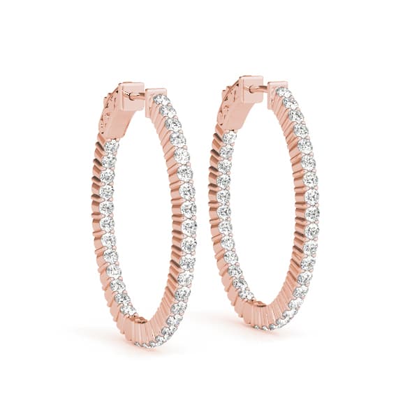 Oval Shaped Inside-Out Hoop Earrings — .25,32MM (8 ct. tw.), Front view in rose gold