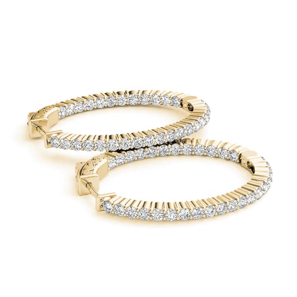 Oval Shaped Inside-Out Hoop Earrings — .25,32MM (8 ct. tw.), On hand view in yellow gold