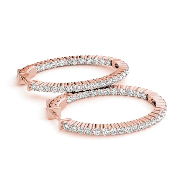 Oval Shaped Inside-Out Hoop Earrings — .25,32MM (8 ct. tw.), On hand view in rose gold