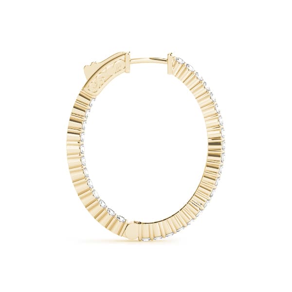 Oval Shaped Inside-Out Hoop Earrings — .25,32MM (8 ct. tw.), Side view in yellow gold