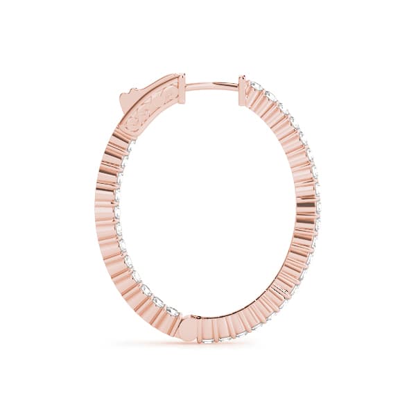 Oval Shaped Inside-Out Hoop Earrings — .25,32MM (8 ct. tw.), Side view in rose gold