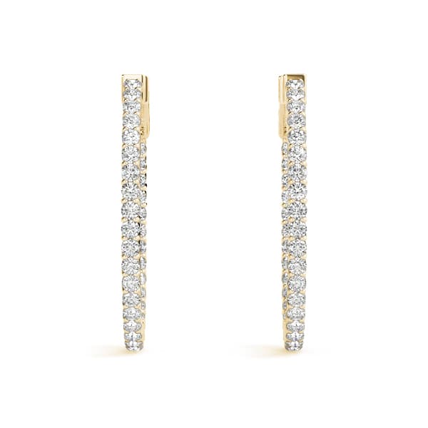 Oval Shaped Inside-Out Hoop Earrings — .25,32MM (8 ct. tw.), Top view in yellow gold