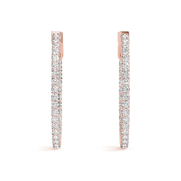 Oval Shaped Inside-Out Hoop Earrings — .25,32MM (8 ct. tw.), Top view in rose gold